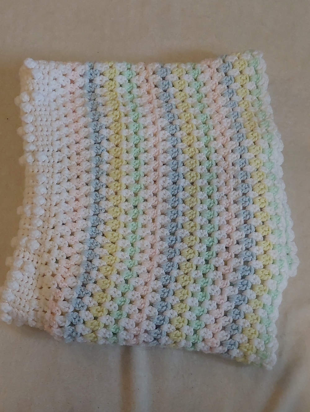 Handmade Pastel Baby Crochet Blanket - Multi-Color